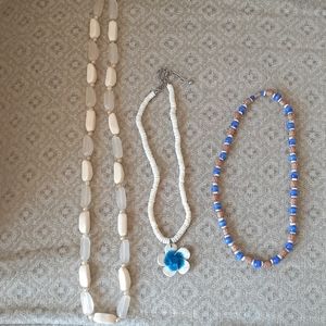 Bundle of 3 Fashion Necklaces - Beachy Beads and Flower Pendant